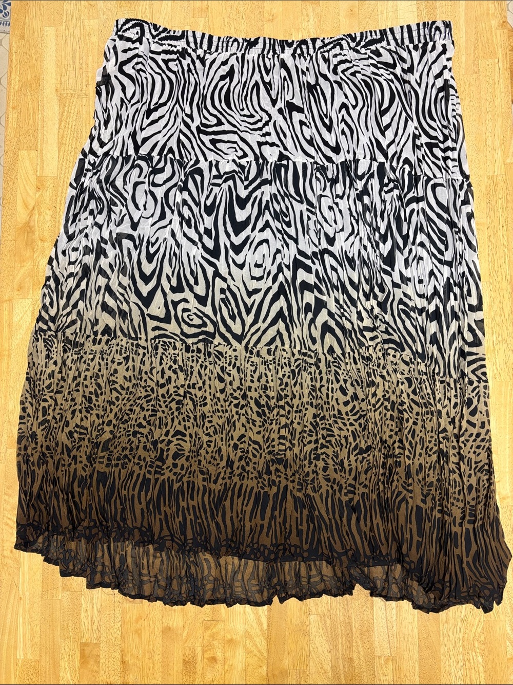 NWT Maggie Barnes Vintage Zebra Animal Print Pleated Maxi Skirt Plus Size 3X